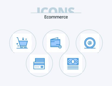 Ecommerce Blue Icon Pack 5 Icon Design. address. e. shopping. commerce. e