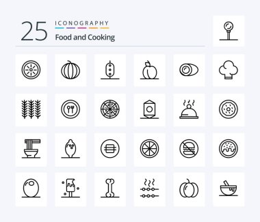 Food 25 Line icon pack including gastronomy. cooking. pea. coconut. food
