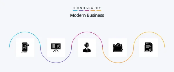Modern Business Glyph Icon Pack Including Online Consultant Customer Chart — 图库矢量图片