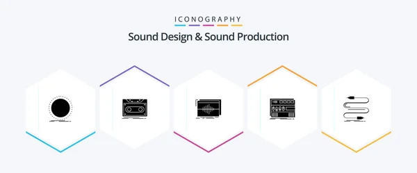 Sound Design Sound Production Glyph Icon Pack Including Module Audio — Stock Vector