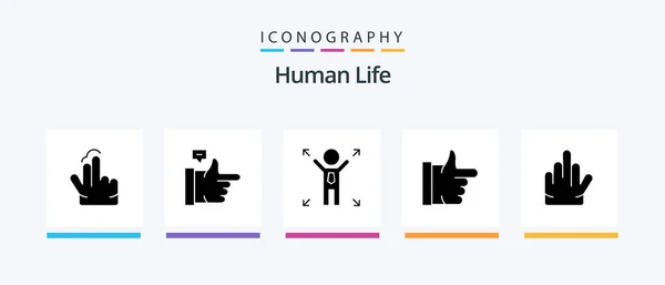 Human Glyph Icon Pack Including Stop Man Hand Thumbs Creative — Image vectorielle