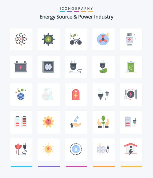 Creative Energy Source Power Industry Flat Icon Pack Acumulator Energy — Stock Vector