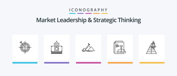Market Leadership Strategic Thinking Line Icon Pack Including Arrow Board — ストックベクタ