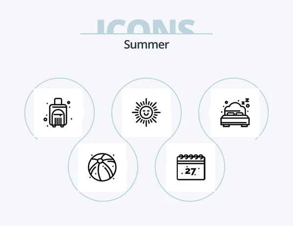 Summer Line Icon Pack Icon Design Reisen Tasche Wetter Sommer — Stockvektor