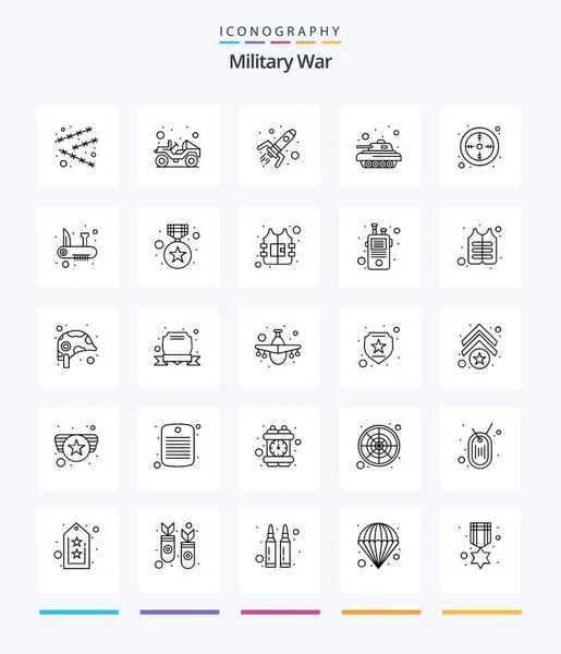 Creative Military War Outline Icon Pack Army Война Атомная Машина — стоковый вектор