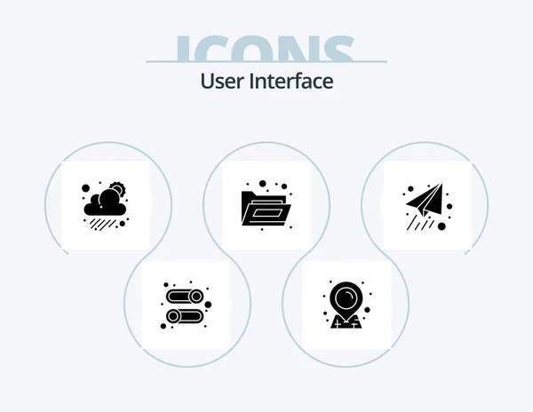 Interface Usuário Glyph Icon Pack Icon Design Avião Papel Nublado — Vetor de Stock