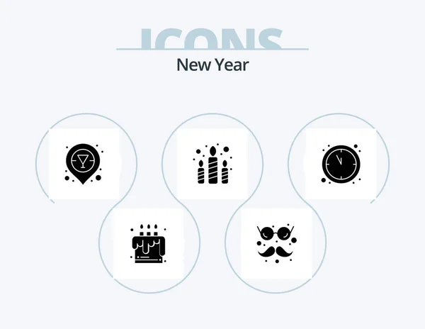 Nouvelle Année Glyph Icon Pack Icône Design Nouvel Horloge Bar — Image vectorielle