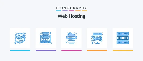 Web Hosting Blue Icon Pack Including Setting Hosting Web Admin — Wektor stockowy