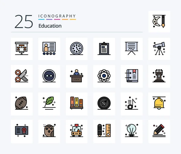 Education Line Filled Icon Pack Including Page Document Teacher Clipboard — Stok Vektör