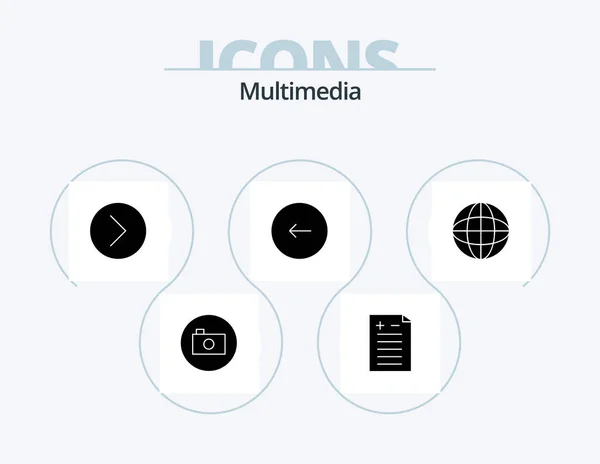 Multimedia Glyph Icon Pack Icon Design Media Stop Media Play — Stock Vector
