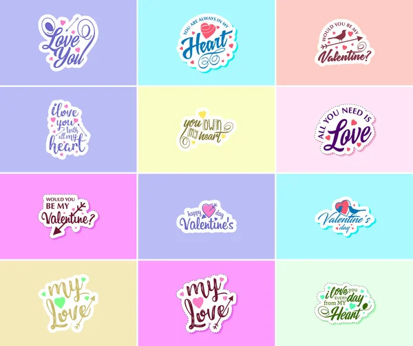 Express Your Love Valentine Day Typography Graphic Design Stickers — Vettoriale Stock
