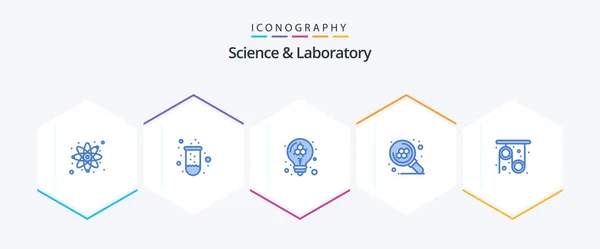 Science Paquete Iconos Azules Que Incluye Investigación Física Educación Búsqueda — Vector de stock