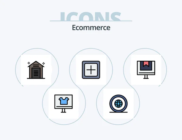 Commerce Line Filled Icon Pack Icon Design Kommerz Kaufen Paket — Stockvektor