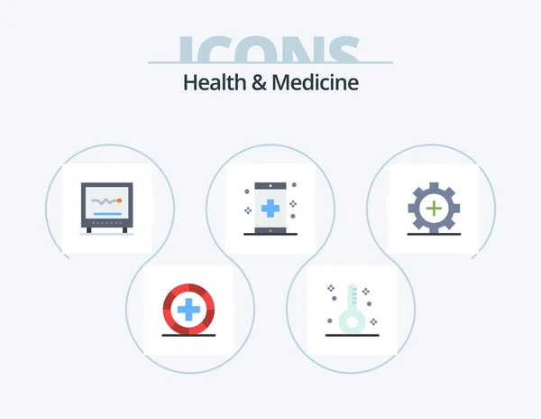 Health Medicine Flat Icon Pack Icon Design Health Care Heartbeat — Wektor stockowy