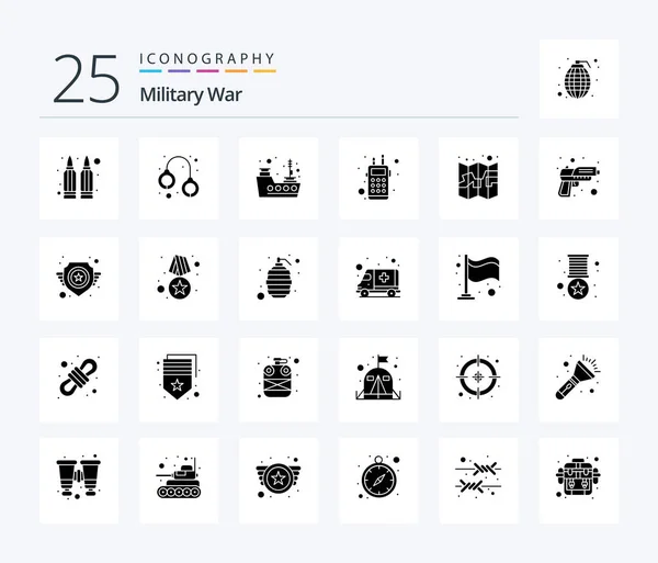Military War Solid Glyph Icon Pack Including Location Talk Military — Stock Vector