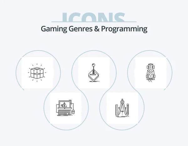 Herní Žánry Programování Line Icon Pack Icon Design Směru Hodinových — Stockový vektor