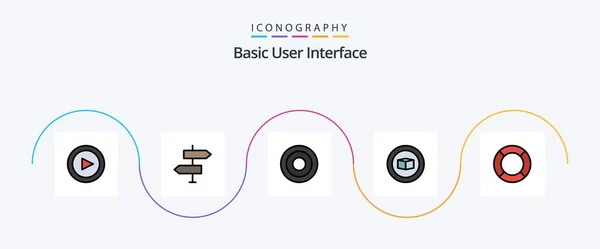 Basic Line Filled Flat Icon Pack Including Basic Signs Cube — 스톡 벡터