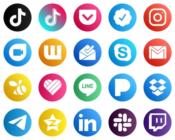 Complete Social Media Icon Pack Icons Mail Gmail Meta Chat — Stock Vector