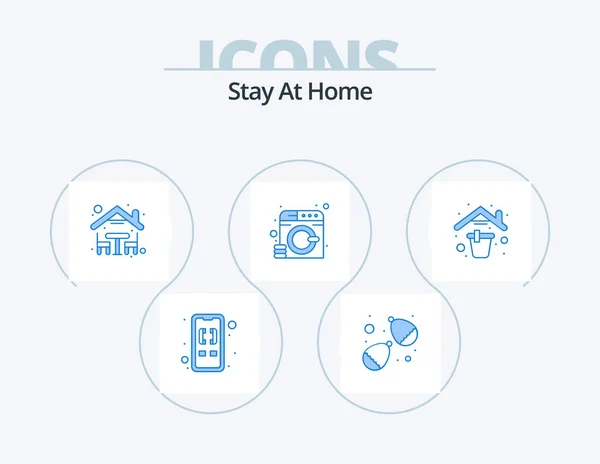 Stay Home Blue Icon Pack Icon Design Spring Cleaning Home — Vetor de Stock