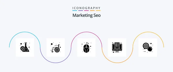 Marketing Seo Glyph Icon Pack Including Chat Blogging Disability Blog — Wektor stockowy