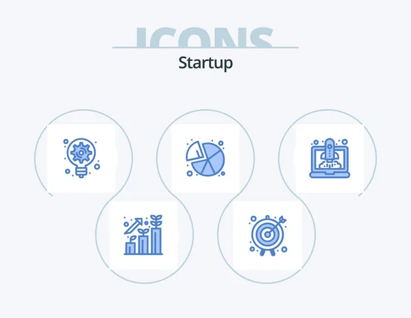 Startup Blue Icon Pack Icon Design Launching Graph Generation Statistics — Vector de stock