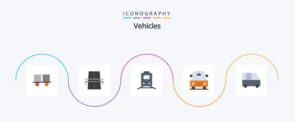 Vehicles Flat Icon Pack Including Delivery Van Car Grid Travel — Stockvektor