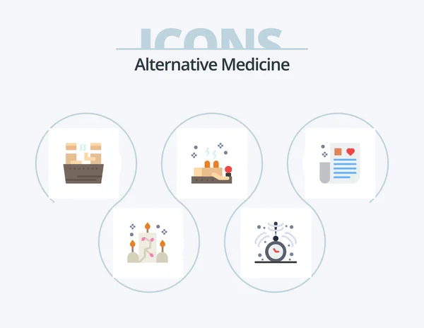 Alternativ Medicin Flat Icon Pack Ikon Design Hälso Och Sjukvård — Stock vektor