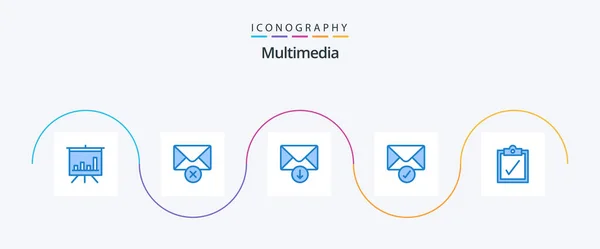 Pack Icônes Bleu Multimédia Inclus Envoie Terminé — Image vectorielle
