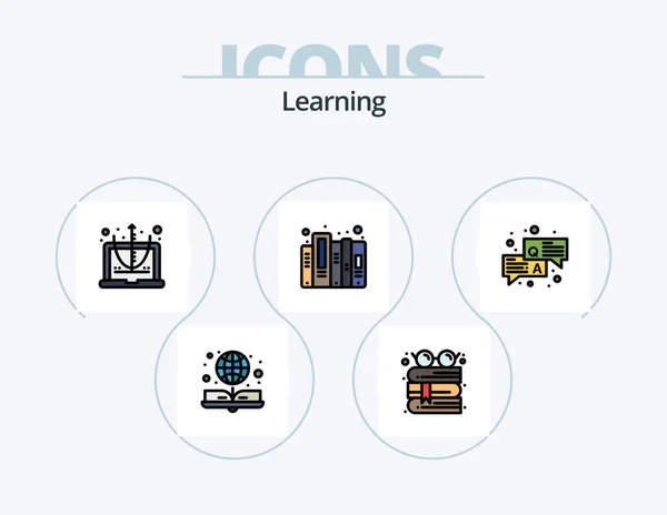 Learning Line Filled Icon Pack Icon Design Study Light Science — Wektor stockowy