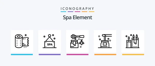 Spa Element Line Icon Pack Including Drop Water Spa Clean — Stock Vector