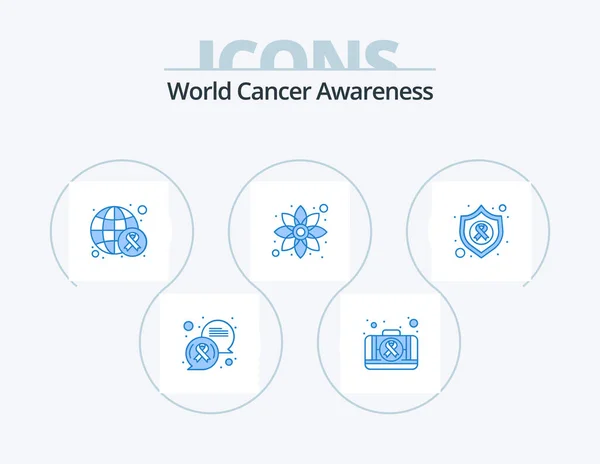 World Cancer Awareness Blue Icon Pack Pictogram Ontwerp Beschermen Plant — Stockvector
