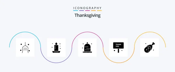 Thanks Giving Glyph Icon Pack Including Thank You Sign Light — Vettoriale Stock