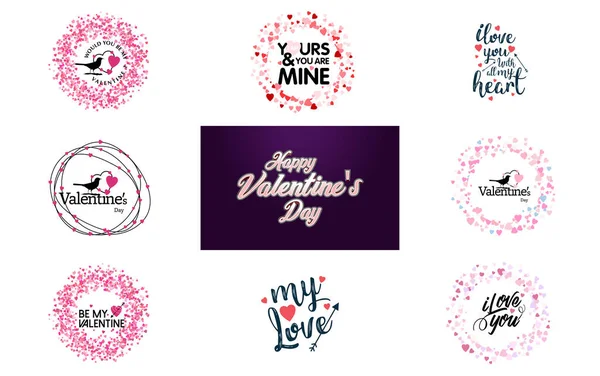 Happy Valentine Day Banner Template Romantic Theme Red Color Scheme — Stock Vector
