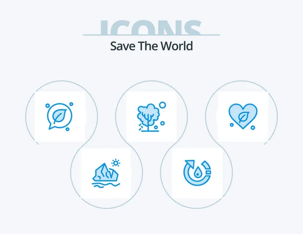 World Blue Icon Pack Icon Design Дерево Глобальный Природа Сухой — стоковый вектор