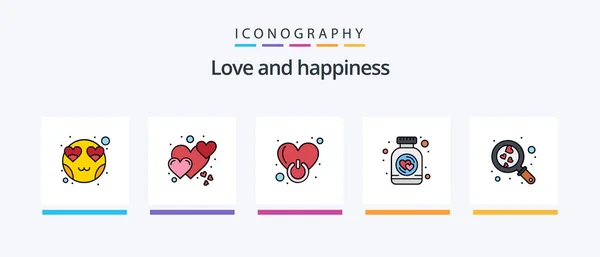 Love Line Filled Icon Pack Including Brain Романтично Отвали Любовь — стоковый вектор
