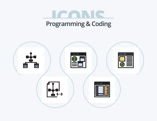 Программирование Линия Кодирования Filled Icon Pack Icon Design Кодирование App — стоковый вектор