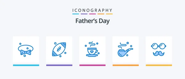 Fathers Day Blue Icon Pack Including Father Fathers Coffee Day — Stock Vector