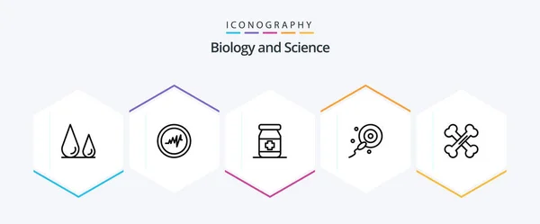 Biology Line Icon Pack Including Science Tablets Lab Biology — Stock Vector