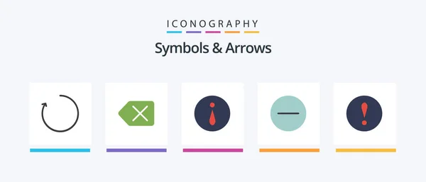 Symbols Arrows Flat Icon Pack Including Information Warning Alert Creative — Vector de stock