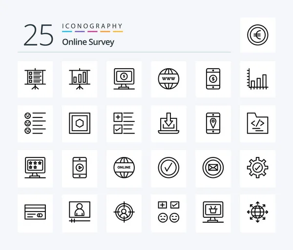 Online Survey Line Icon Pack Including Website Online — 图库矢量图片