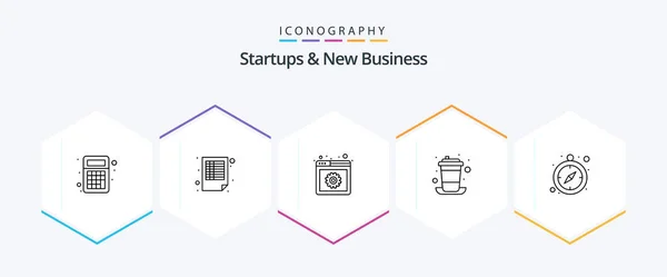Startups New Business Line Icon Pack Inklusive Deadline Zeit Inhalt — Stockvektor