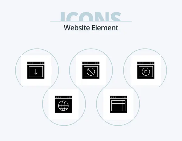 Website Element Glyph Icon Pack Icon Design Web Stop Website — Stockvektor