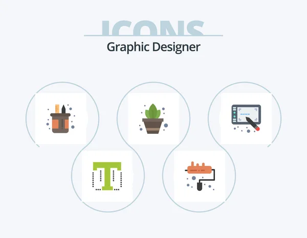 Graphic Designer Flat Icon Pack Icon Design Tablet Design Holder — Stock Vector