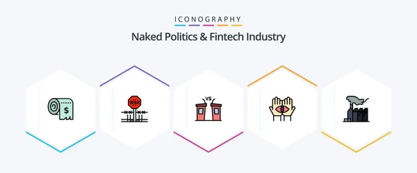 Naked Politics Fintech Industry Filledline Icon Pack Including Medium Conspiracy — Stock Vector