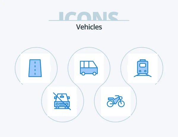 Vehicles Blue Icon Pack Icon Design Railway Passenger Van Infrastructure — Vettoriale Stock
