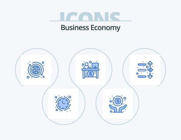 Economy Blue Icon Pack Icon Design Economy Teller Banking Finance — Vector de stock