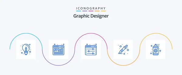 Graphic Designer Blue Icon Pack Including Designer Dropper Web Image — Vetor de Stock