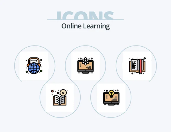 Online Learning Line Filled Icon Pack Icon Design Business Pdf — Stock Vector
