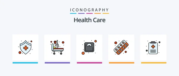 Health Care Line Filled Icon Pack Including Doctor Diet Patient — 图库矢量图片