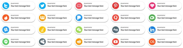 Follow Social Media Icons Customizable Message Question Spotify Wattpad Google — Stock vektor